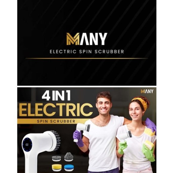Cordless Electric Spin Scrubber - 2 Speeds - 4 Replaceable Brush Heads - IPX7 - Picture 12 of 12